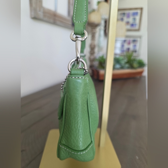 Vintage Coach Y2K Hamptons Demi Bag In Green Pebble Grain Leather - Picture 10 of 15